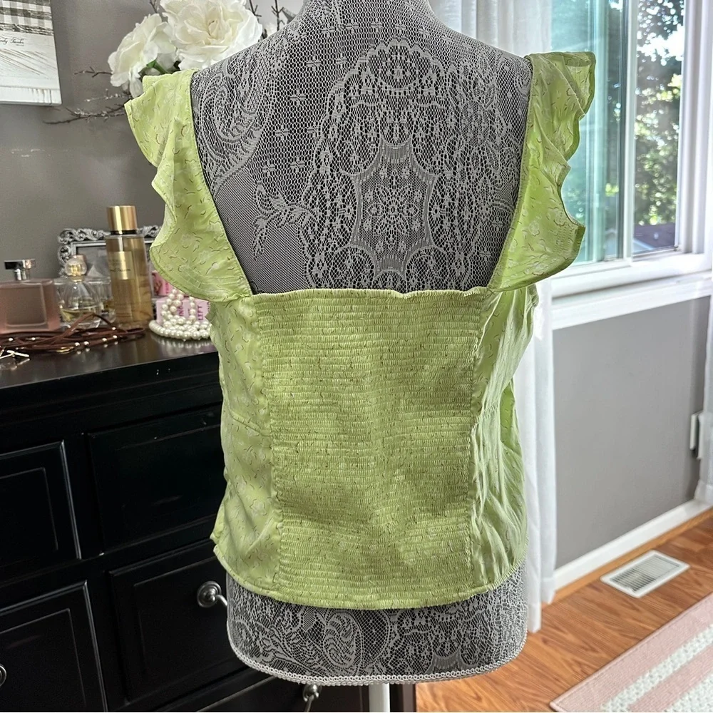 Free People Citrine Combo Ruffle Flutter Sleeve Top Size L - NWT